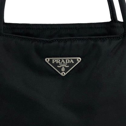 PRADA Tessuto Triangle Logo Totebag Black Vintage jztkxu