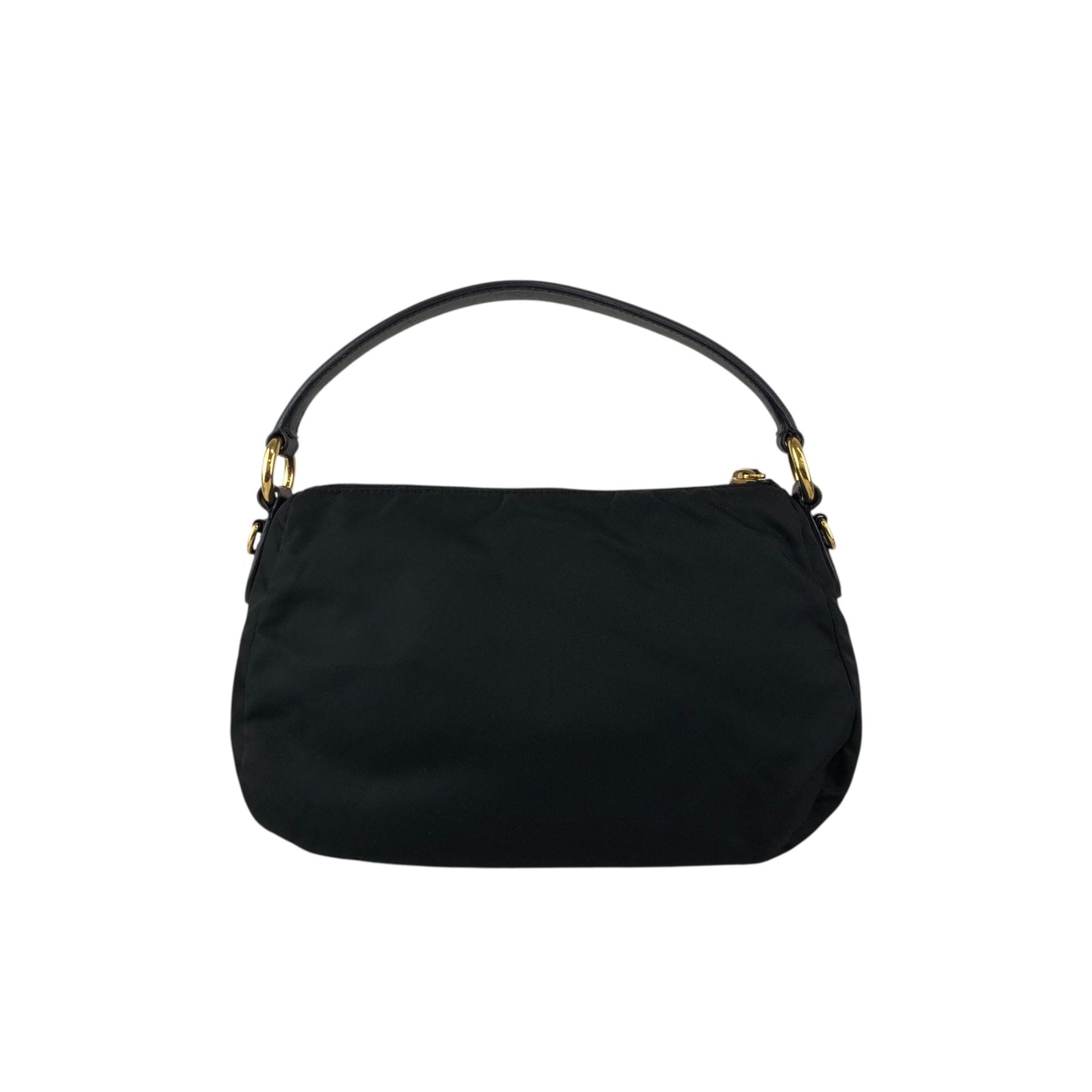 PRADA Logo Ribbon Motif Two-way Handbag Shoulder bag Black Vintage 33v85k