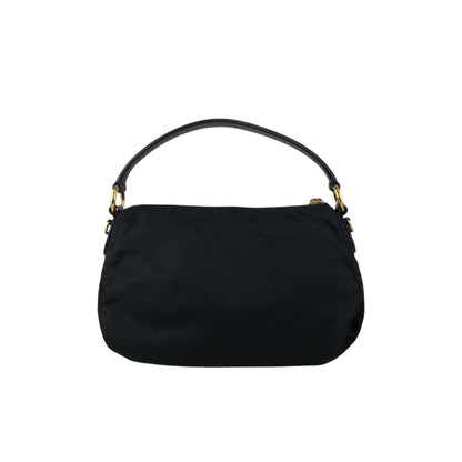 PRADA Logo Ribbon Motif Two-way Handbag Shoulder bag Black Vintage 33v85k