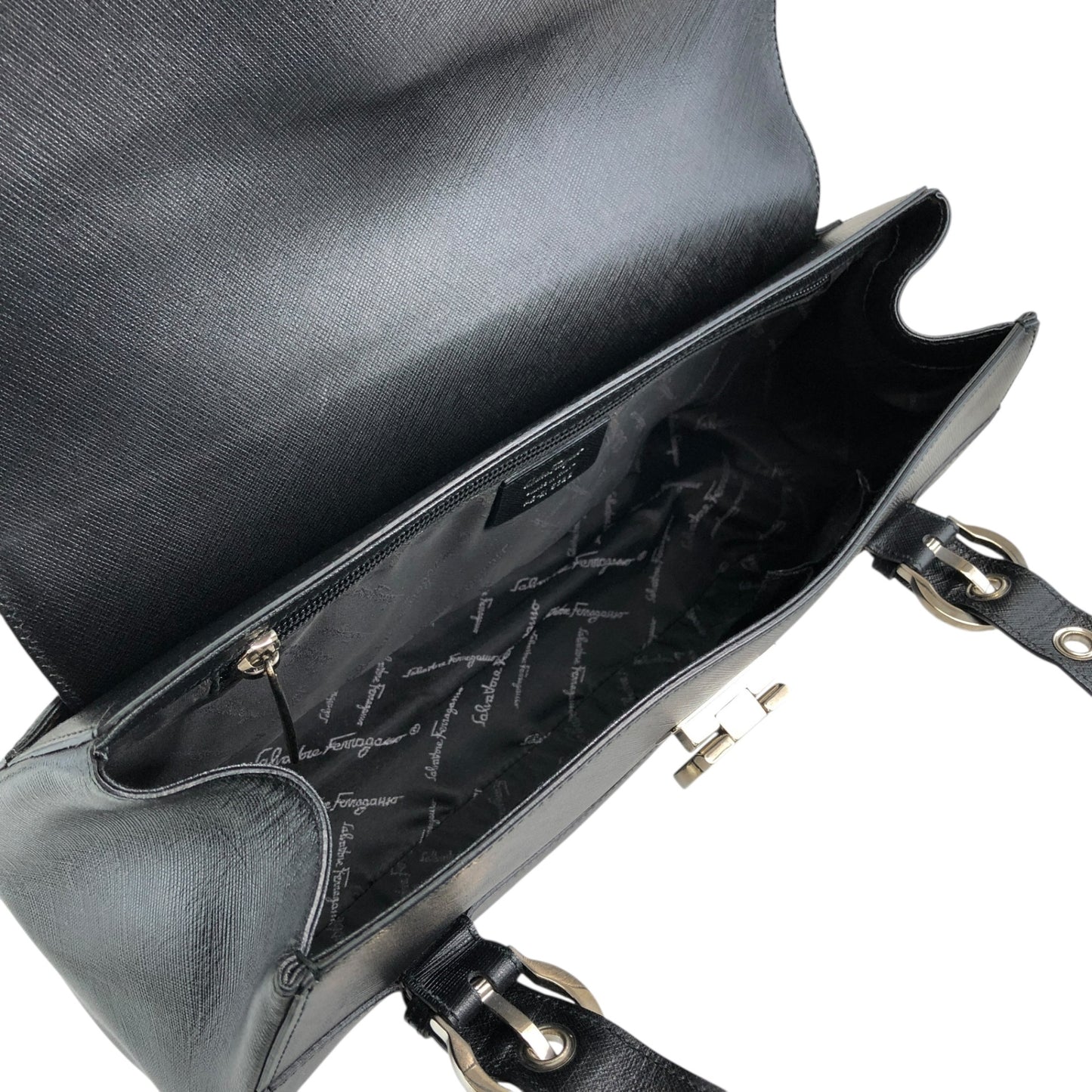 Salvatore Ferragamo Gancini Handbag Black Vintage 7wdsnj