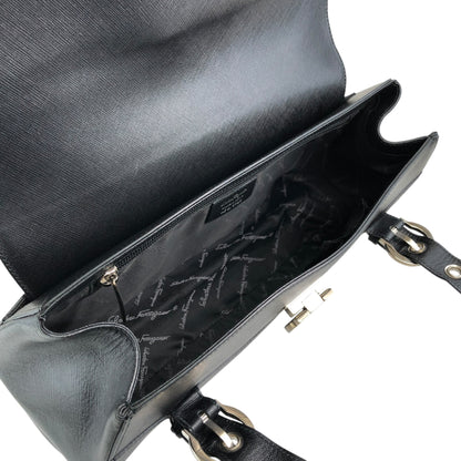 Salvatore Ferragamo Gancini Handbag Black Vintage 7wdsnj