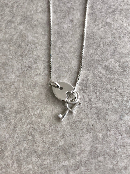 Christian Dior Heart Motif Necklace Silver Vintage kny3x7