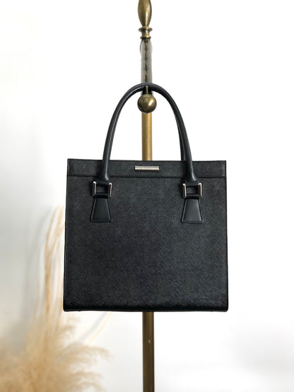 BURBERRY Logo Handbag Black Vintage yej8u5
