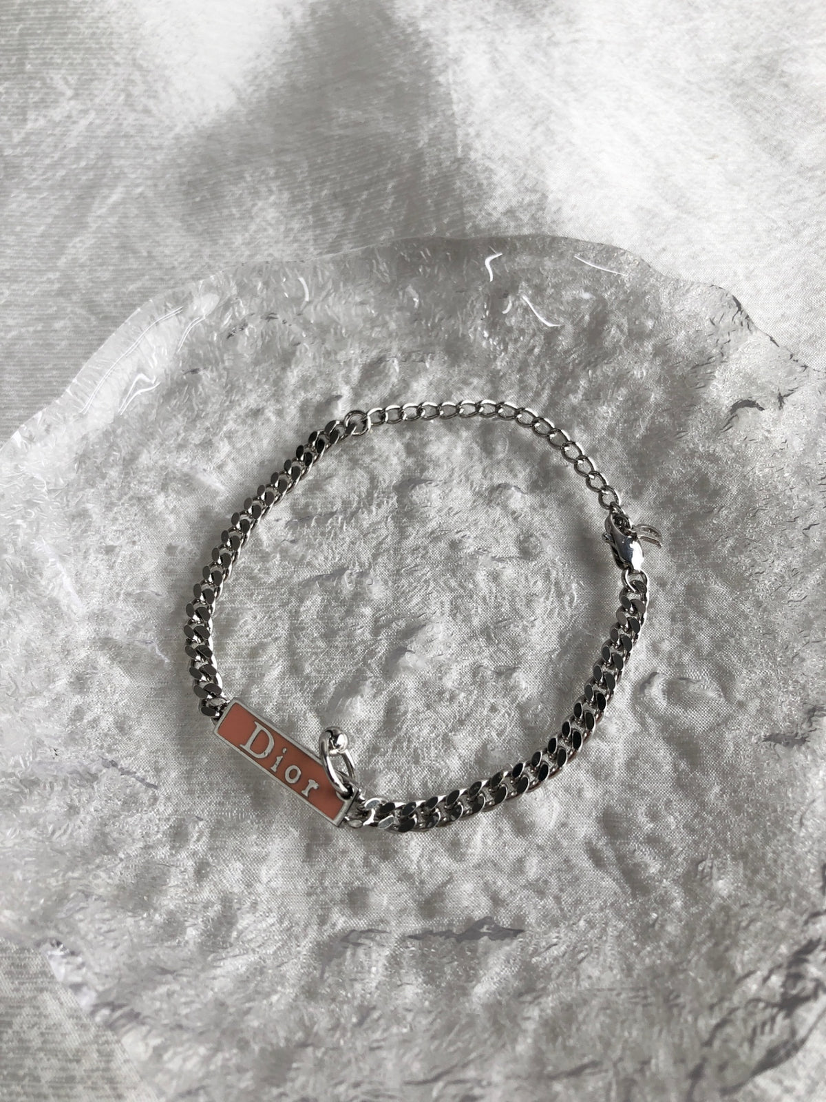 Christian Dior Logo Bracelet Silver Vintage z7c5g4