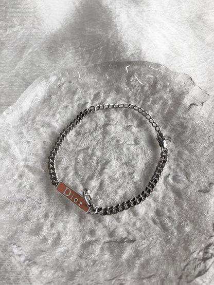 Christian Dior Logo Bracelet Silver Vintage z7c5g4