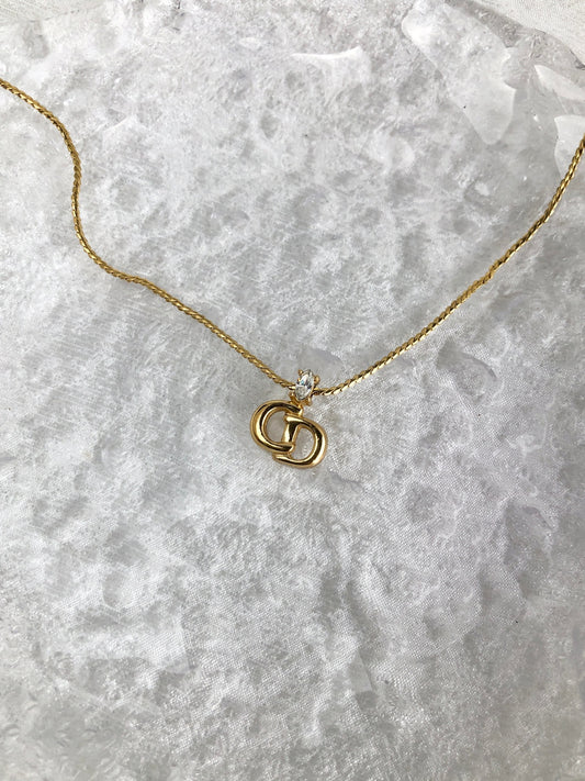 Christian Dior CD 標誌項鍊金色復古 npfgyd