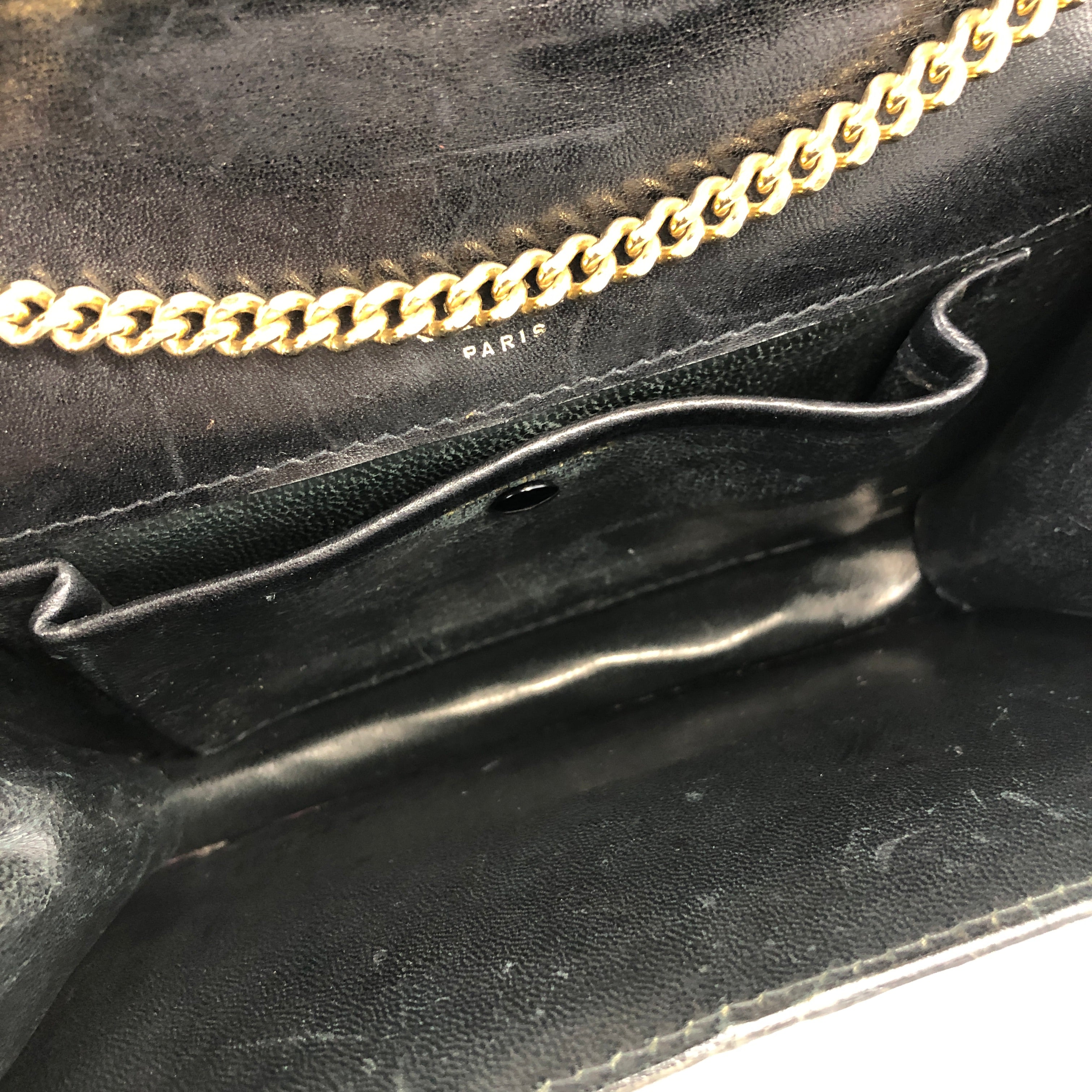 CELINE C Logo Crocodile Embossed Leather Chain Shoulder bag