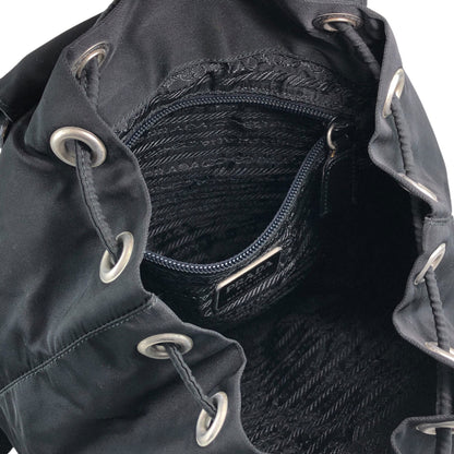 PRADA Tessuto Triangle Logo Double Pocket Backpack Black Vintage msvumv