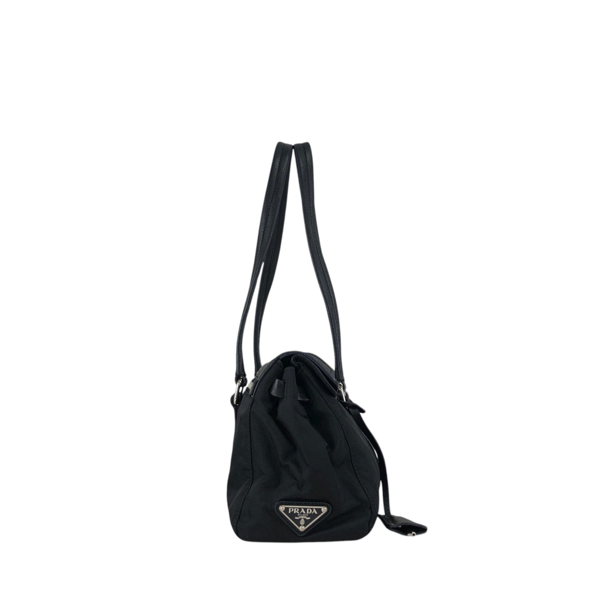 PRADA Triangle Logo Front Lock Totebag Black Vintage dggbp5