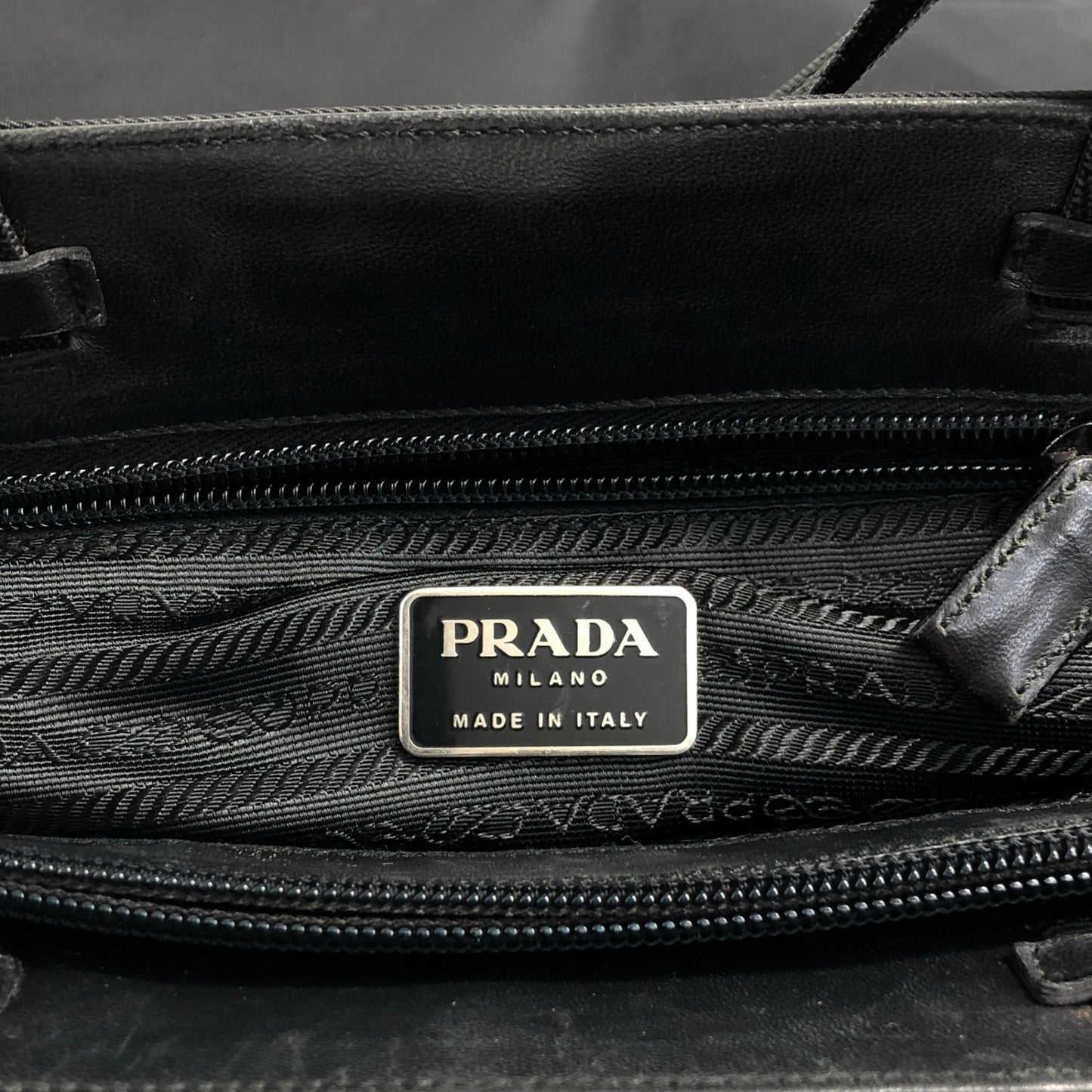 PRADA Tessuto Triangle Logo Totebag Black Vintage 885ief