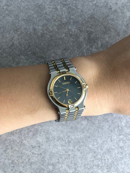 GUCCI Logo  Watch Silver×Gold 9000M Vintage devypm