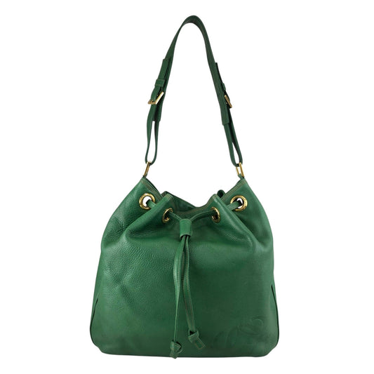 LOEWE Anagram Drawstring Shoulder bag Green Vintage 4p76em