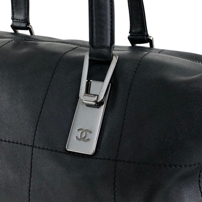 CHANEL Chocolate Bar Handbag Boston bag Black Vintage 6yfva8