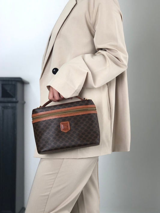 CELINE Macadam Blason Two-way Handbag Shoulder bag Vanity bag Brown Vintage vygm63