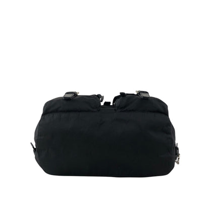 PRADA Tessuto Triangle Logo Double Pocket Backpack Black Vintage e8i3ab