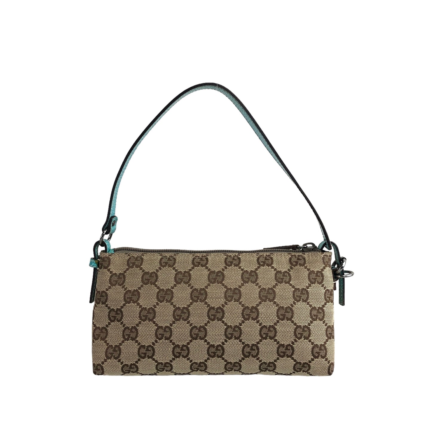 GUCCI GG Canvas  Canvas Leather Handbag Pouch Beige Vintage 5d3bct