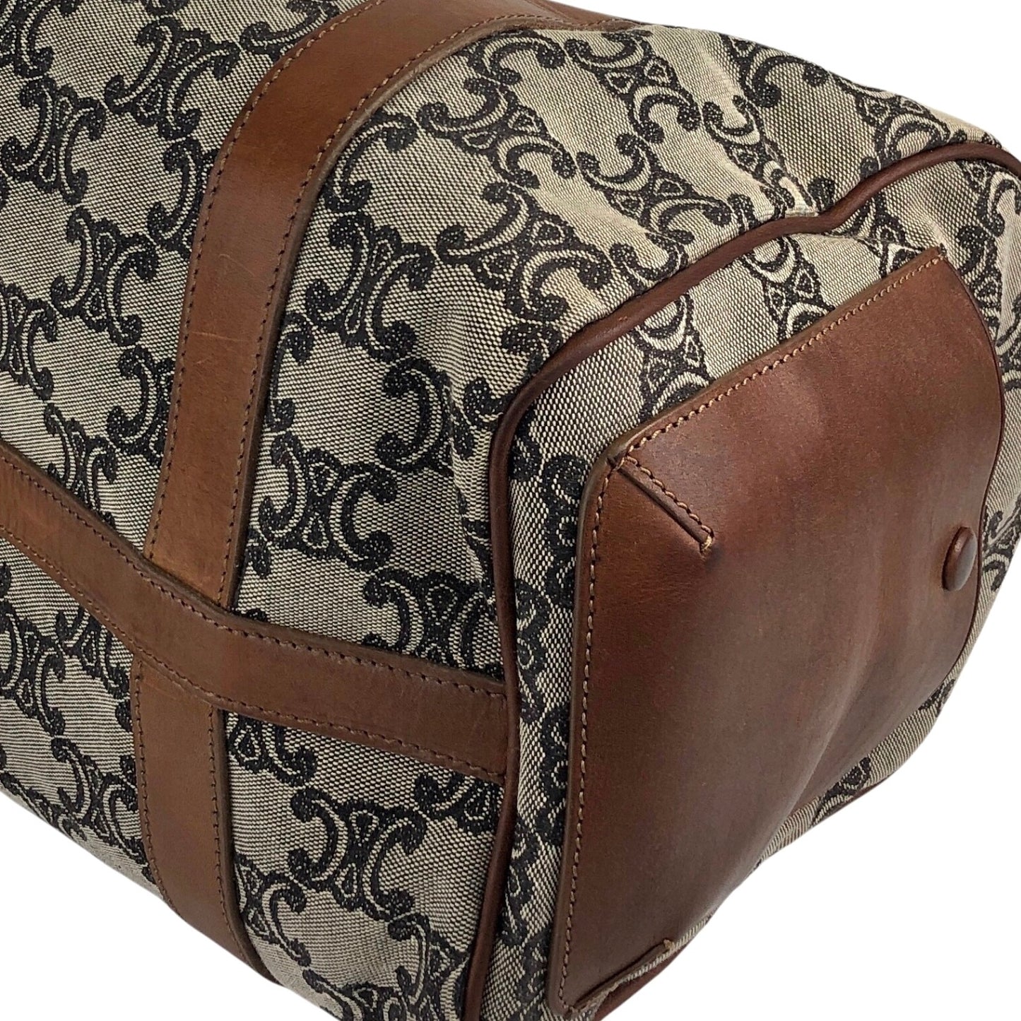 CELINE Blason Small Boston bag Handbag Beige Vintage ypu3vy