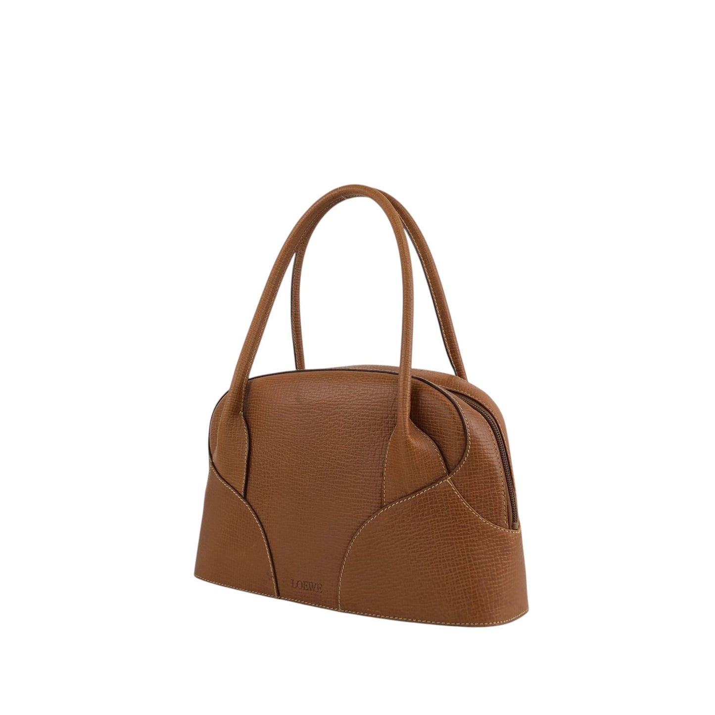 LOEWE Logo Embossed Handbag Boston bag Brown Vintage u2gt6p