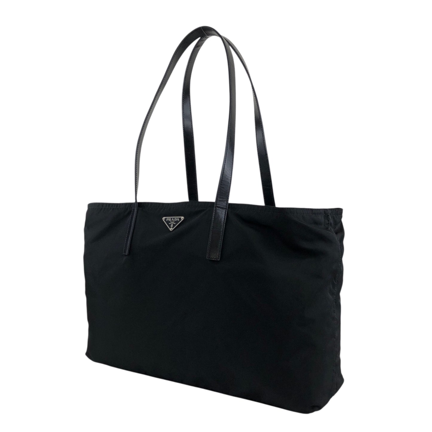 PRADA Tessuto Triangle Logo Totebag Black Vintage weepxg