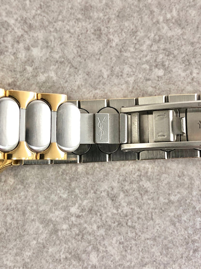 Yves Saint Laurent YSL Logo Watch Silver×Gold 527921 Vintage uy8xst