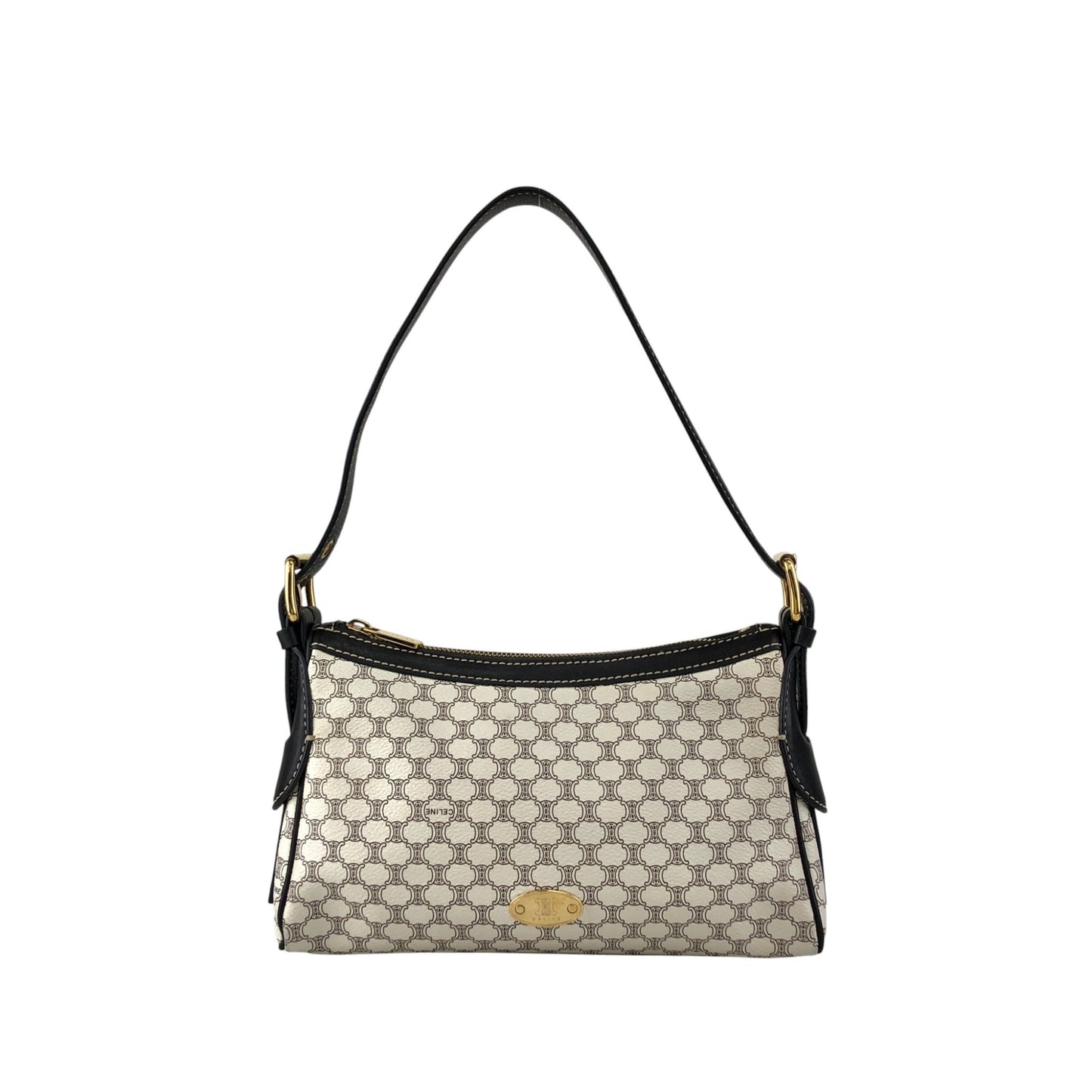 CELINE Macadam Triomphe Shoulder bag White Vintage frfffi