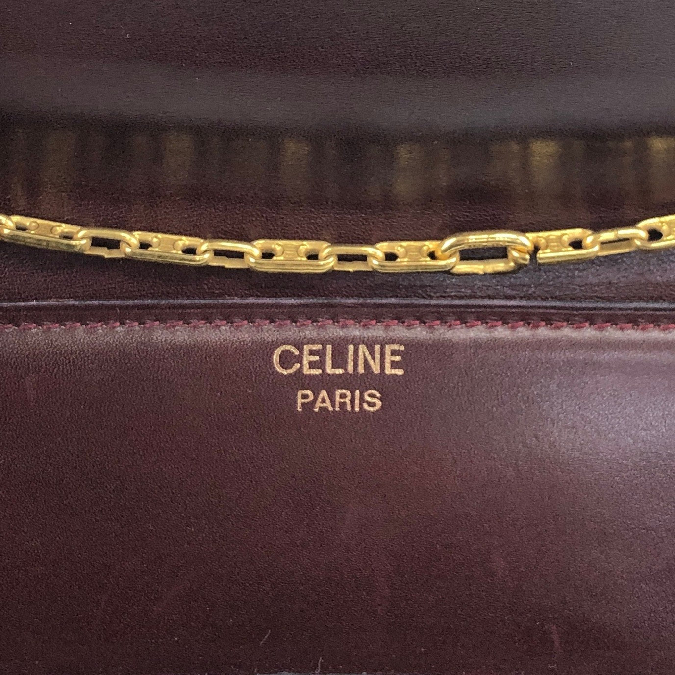 CELINE Front Lock Chain Shoulder bag Bordeaux Vintage iw6ga6