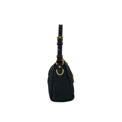 PRADA Tessuto Triangle Logo Small Handbag Black Vintage 6tgg77