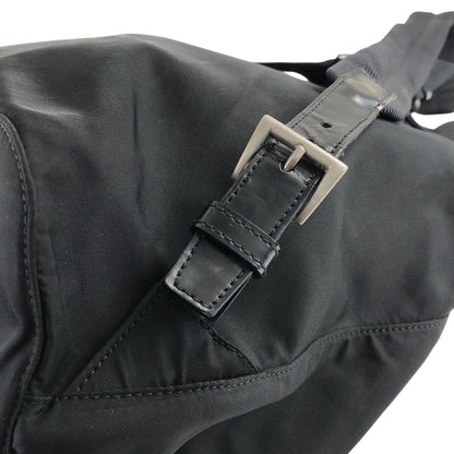 PRADA Tessuto Triangle Logo Front Buckle Backpack Black Vintage adjm4v