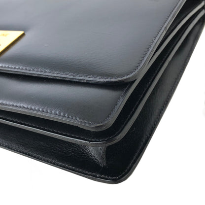 CELINE Gancini  Leather Crossbody Shoulder bag Black Vintage fiypr7
