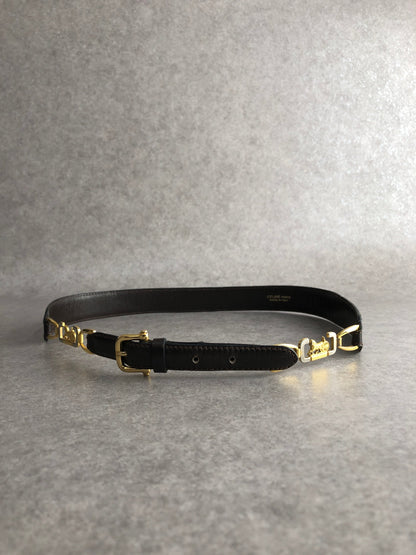 CELINE Horse Carriage Belt Black Vintage ykpypt