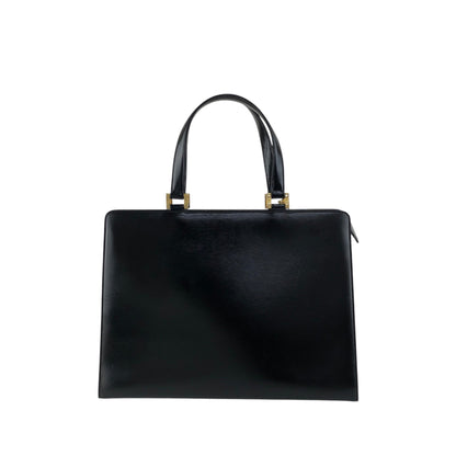 Yves Saint Laurent Logo Charm Handbag Black Vintage 7mza73