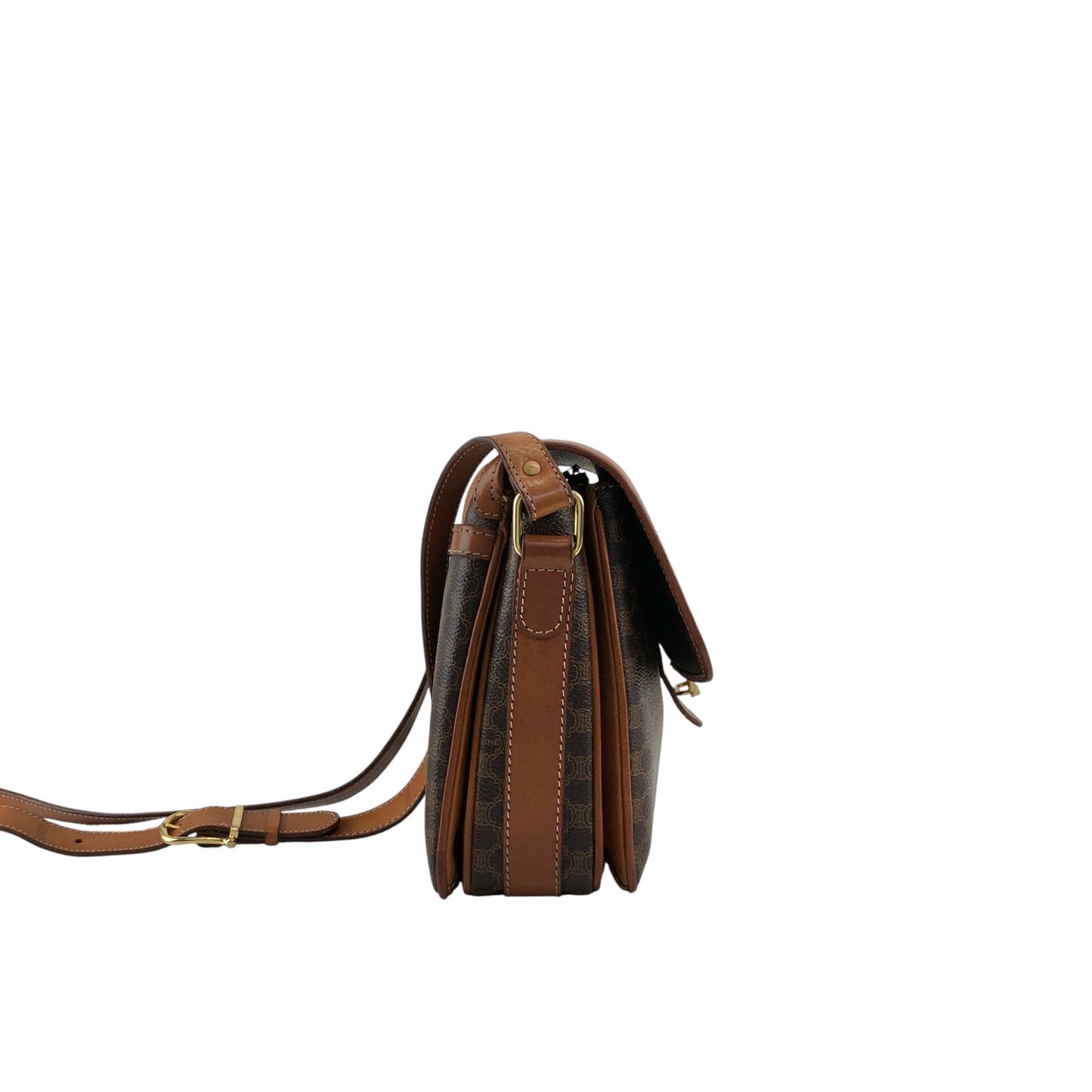 CELINE Macadam Horseshoe Shoulder bag Brown Vintage pep636