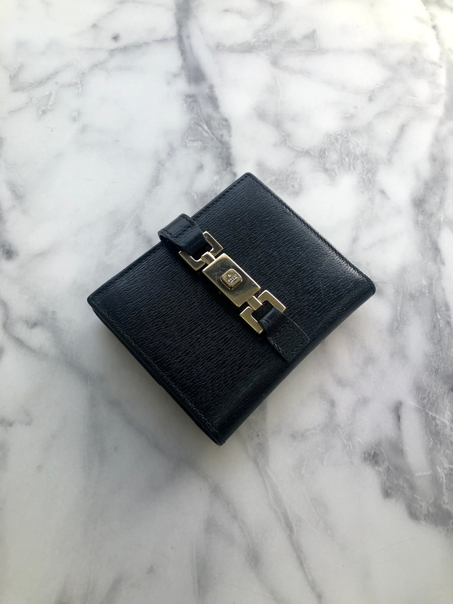 GUCCI Jackie Folded Wallet Black Vintage zawye6