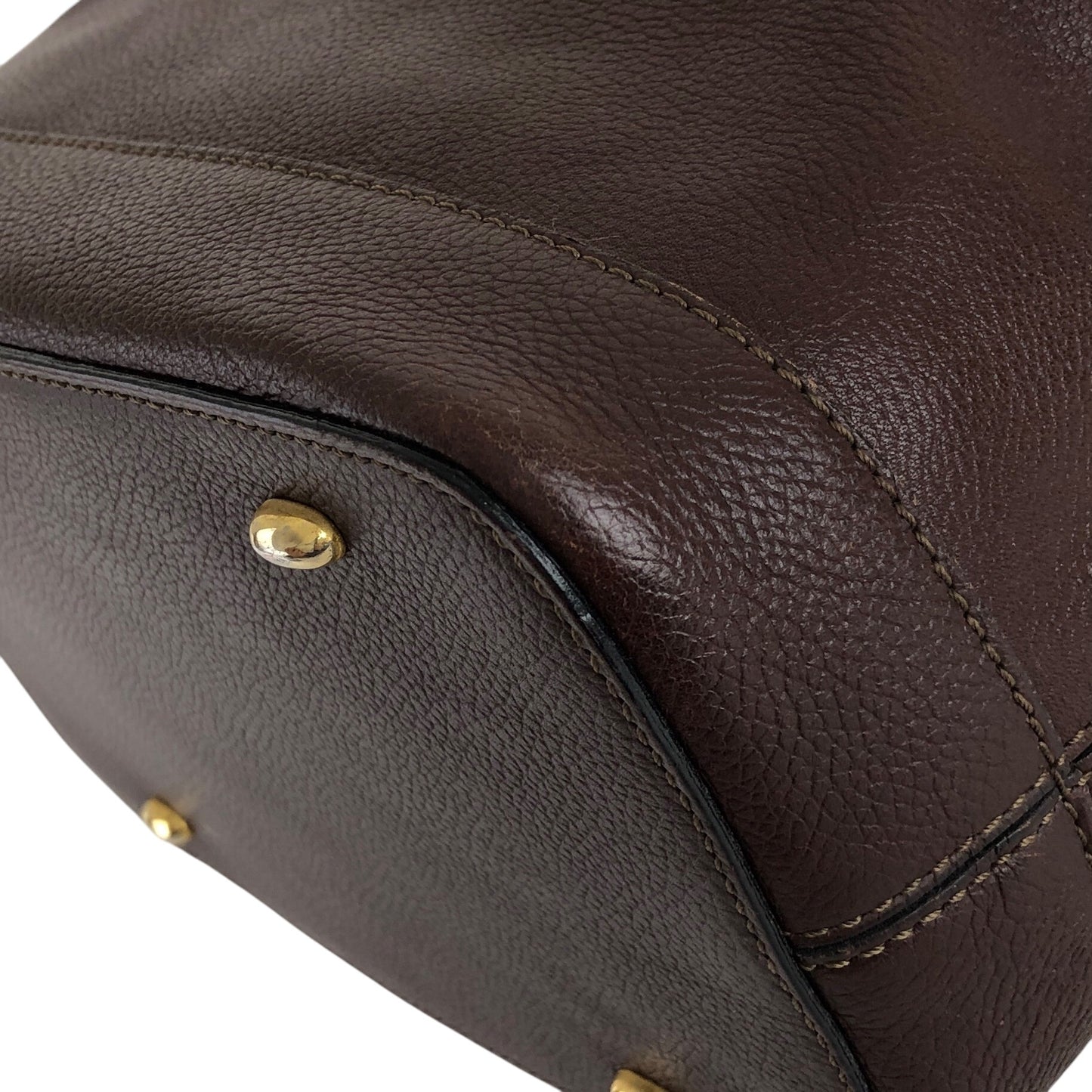 CELINE Toggle Clasp Drawstring Shoulder bag Brown Vintage 4cufh5