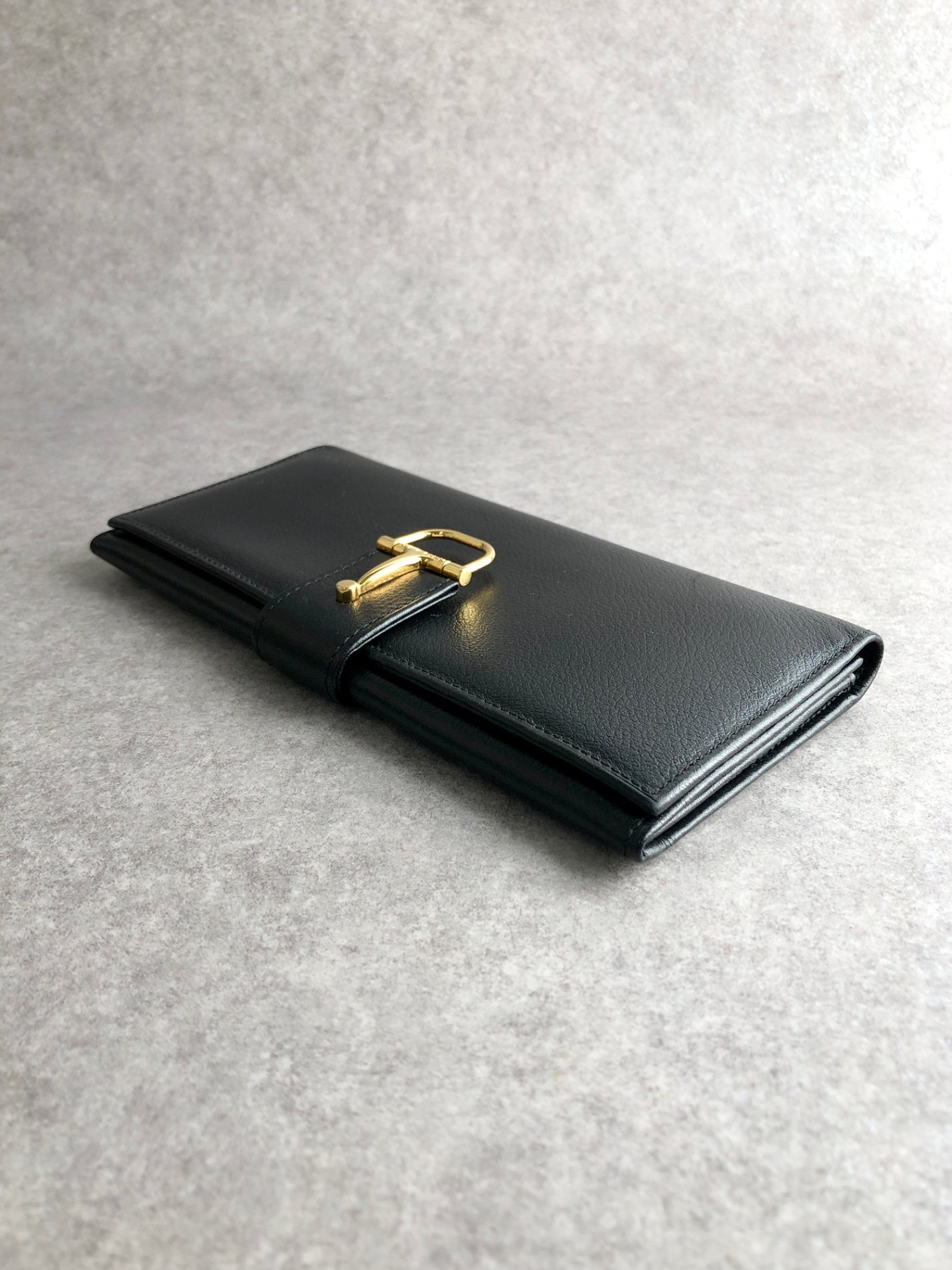 CELINE Horse Bit Long Wallet Black Vintage t6vnxy