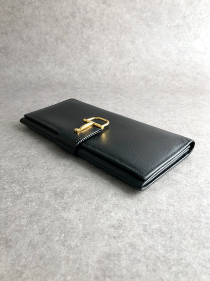CELINE Horse Bit Long Wallet Black Vintage t6vnxy