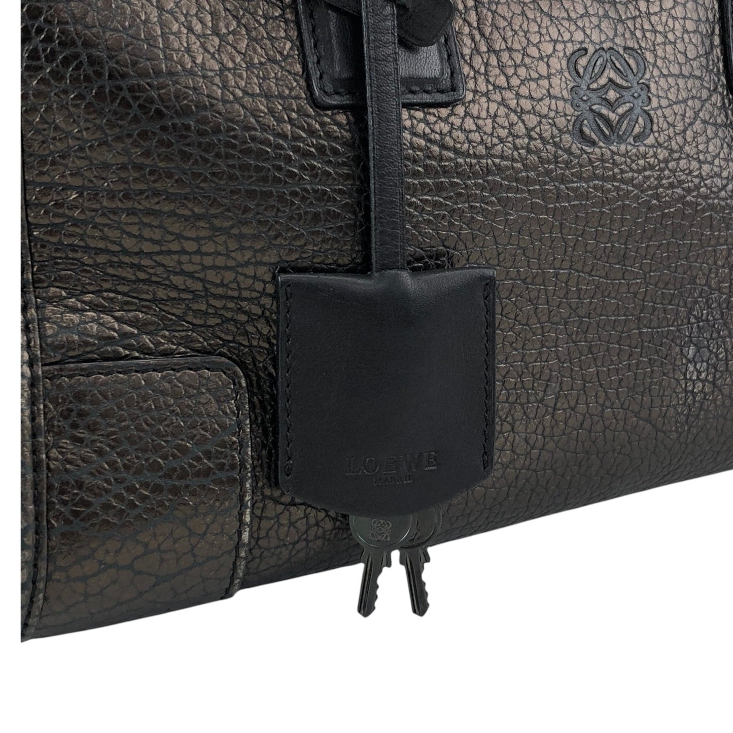 LOEWE Amazona Anagram Small Boston bag Handbag Metallic Black Vintage zmwhrn