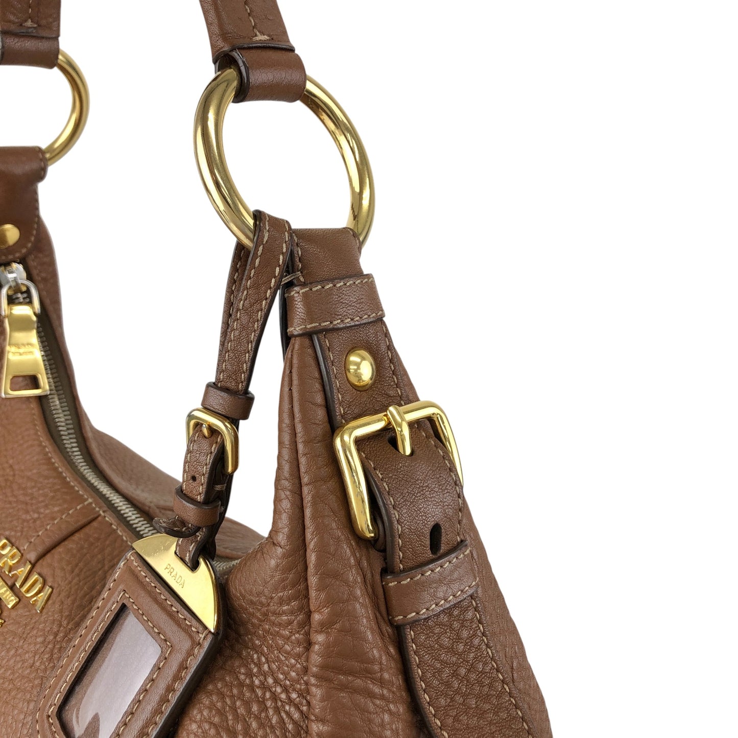 PRADA Logo Shoulder bag Brown Vintage rghemx