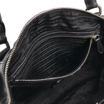 PRADA Logo Round Handbag Black Vintage 4frjvm
