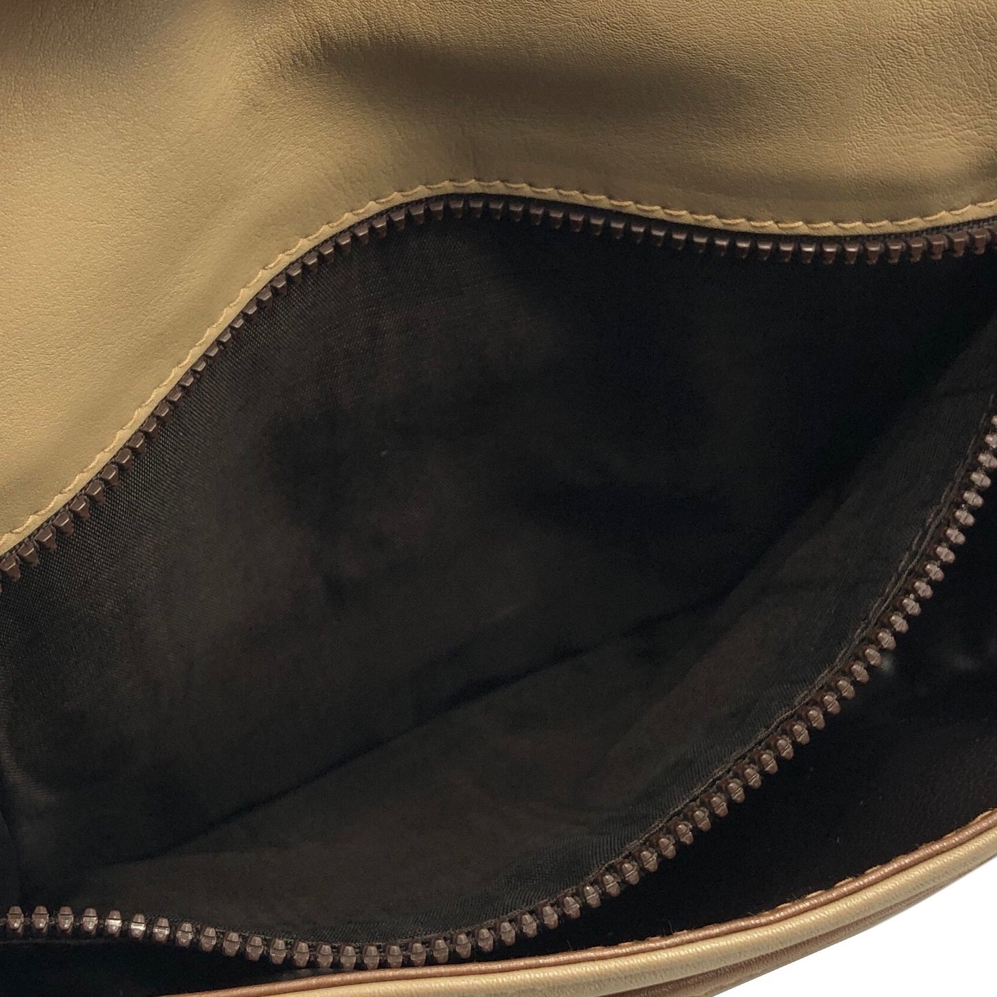 CELINE Triomphe Brown Piping Flap Leather Crossbody Shoulder bag Beige Vintage i8vt8s