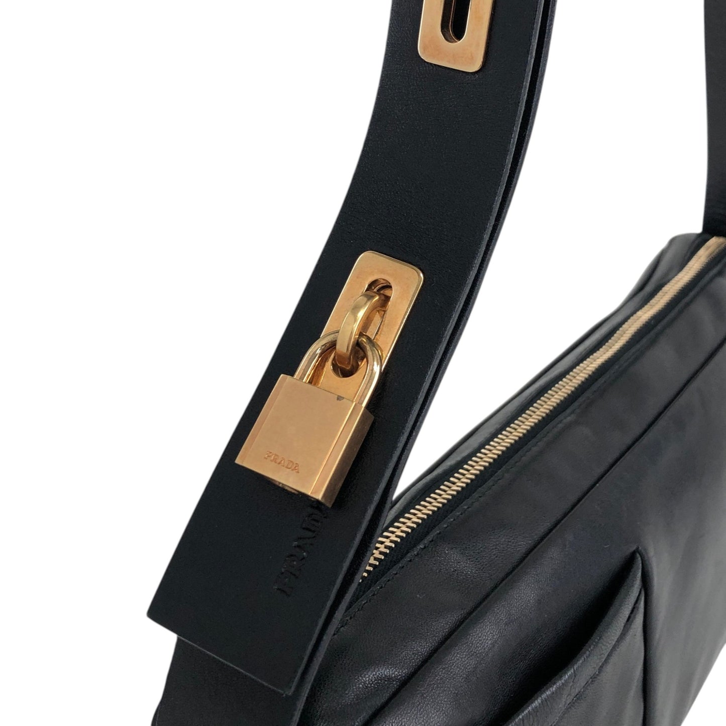 PRADA Padlock Shoulder bag Black Vintage thx6f8