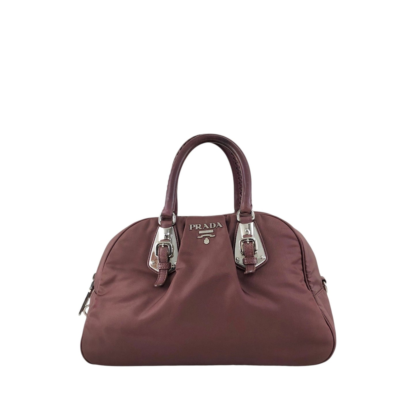 PRADA Logo Handbag Boston bag Brown Vintage 4x2uwa