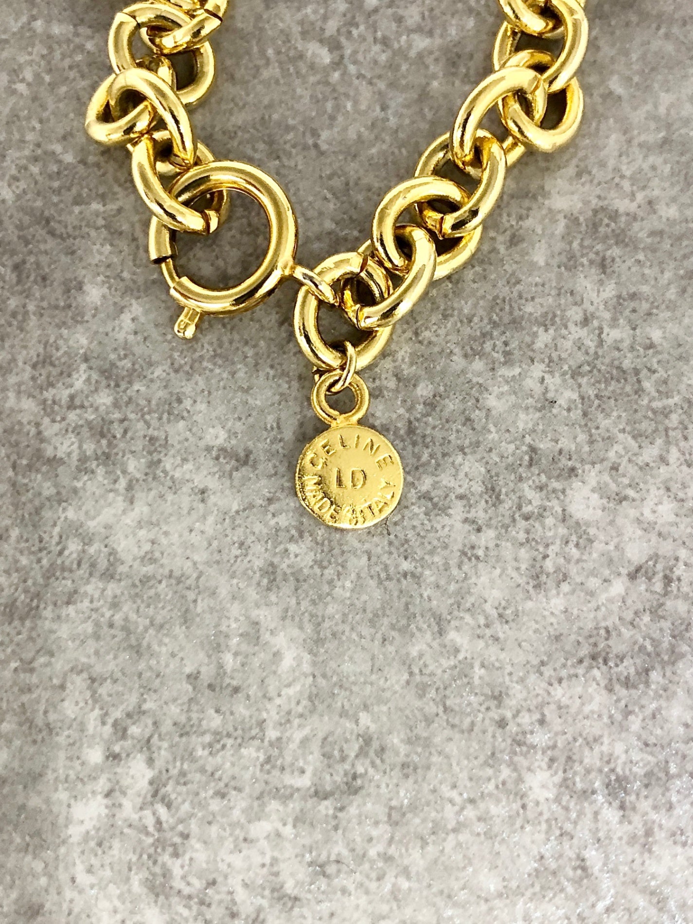 CELINE Circle Logo Bracelet Gold Vintage 4bcc7a
