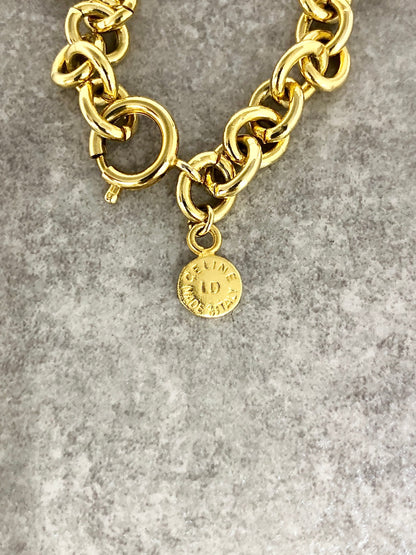 CELINE Circle Logo Bracelet Gold Vintage 4bcc7a