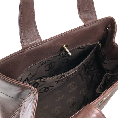 CHANEL Coco Mark Turn Lock Two-way Handbag Shoulder bag Brown Vintage kkmbzd