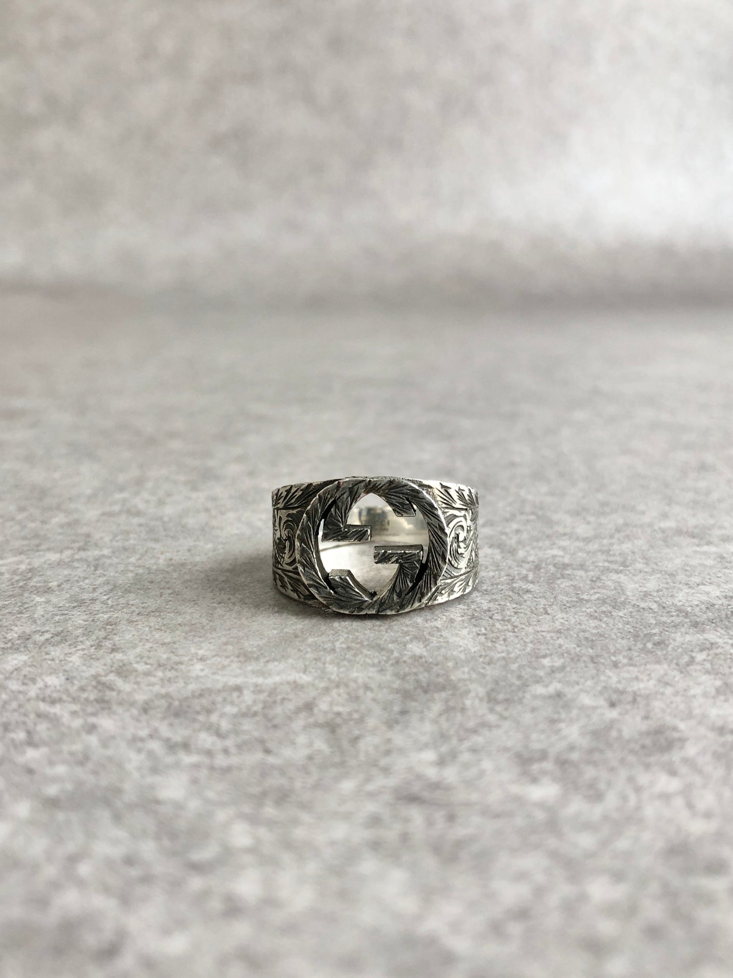 GUCCI Interlocking Ring Silver Vintage 74d6hf