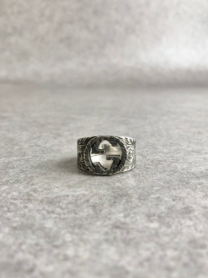 GUCCI Interlocking Ring Silver Vintage 74d6hf