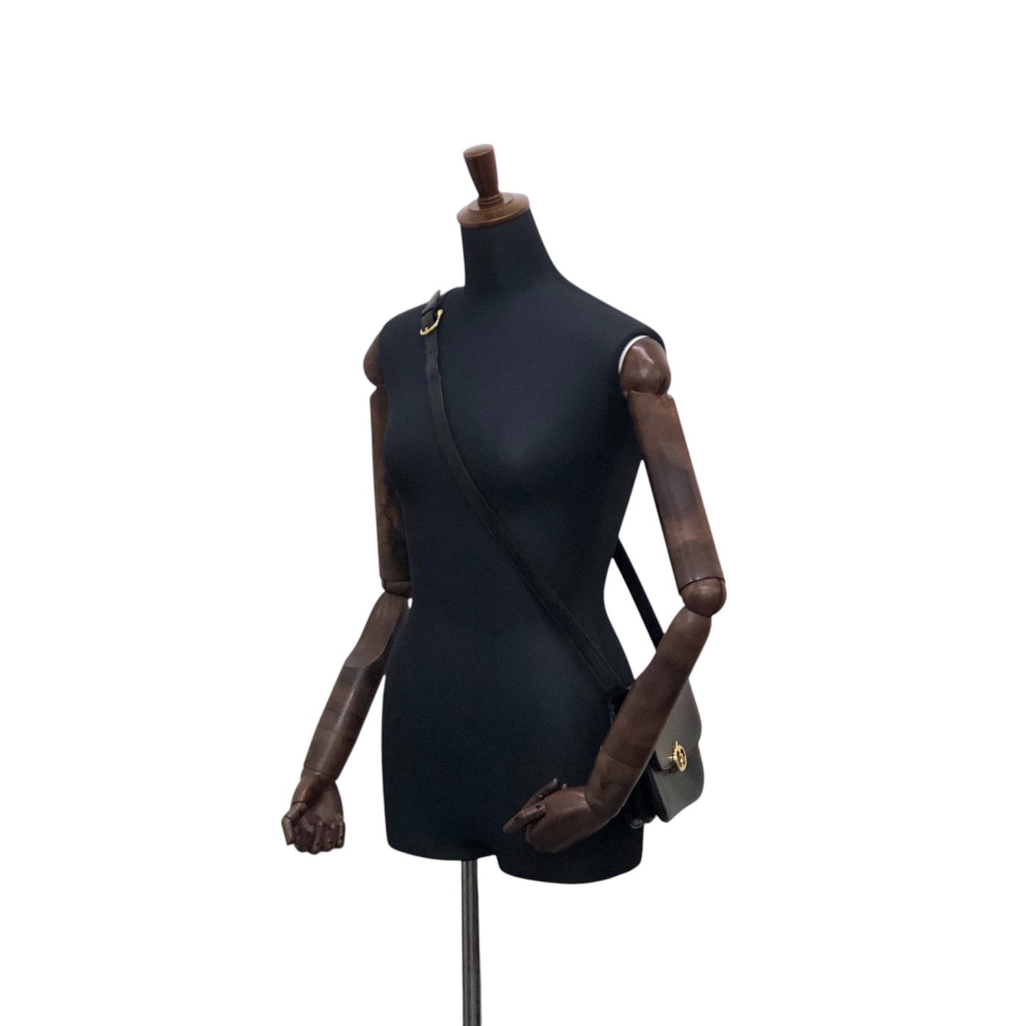 CELINE Triomphe Flap Shoulder bag Black Vintage 6t3cvm