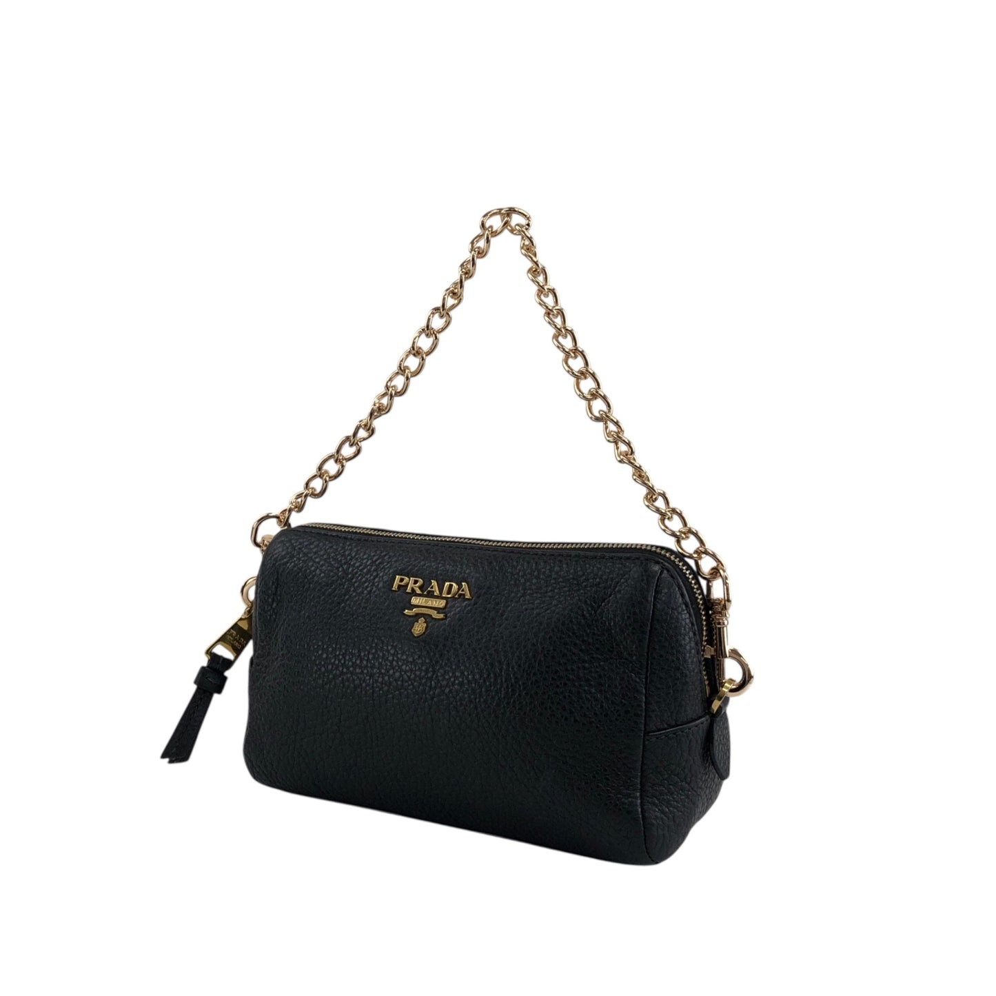 PRADA Logo Small Handbag Pouch Black Vintage h32dzg