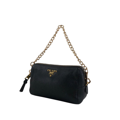 PRADA Logo Small Handbag Pouch Black Vintage h32dzg